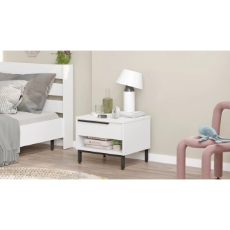 Noční stolek VELVON, bílá