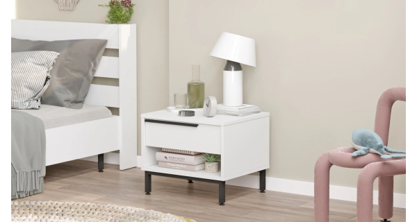 Noční stolek VELVON, bílá