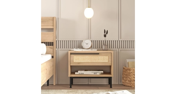 Noční stolek VELVON, vlašský ořech/dub