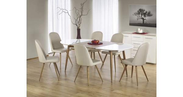 NUSAKAN rozkládací stůl, bílá/dub medový