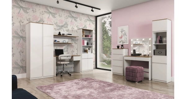 Obdelníkový konferenční stůl BORROMEO, bílá/dub evoke