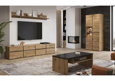 Obývací pokoj BONIFACIO, dub wotan/černá