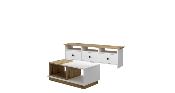 Obývací pokoj CALIDO, bílá/dub