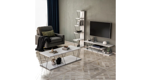 Obývací pokoj FENMEN, bílá/černá