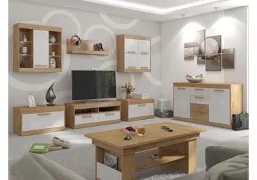 Obývací pokoj GATTON 1, dub artisan/bílý lesk