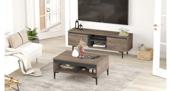 Obývací pokoj JERLAN typ 1, vlašský ořech/antracit