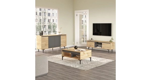 Obývací pokoj JERLAN typ 2, dub/antracit