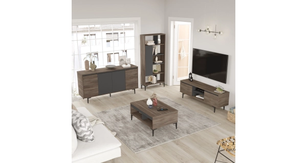 Obývací pokoj JERLAN typ 3, vlašský ořech/antracit