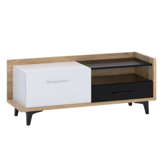 Obývací pokoj KNUT 2, dub sonoma/bílá/černá, 5 let záruka