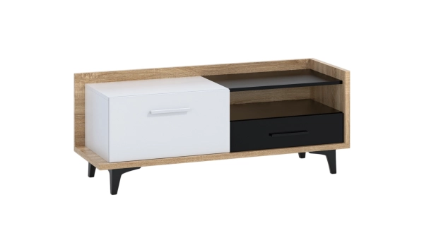 Obývací pokoj KNUT 2, dub sonoma/bílá/černá, 5 let záruka