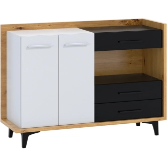 Obývací pokoj KNUT 3, dub artisan/bílá/černá, 5 let záruka