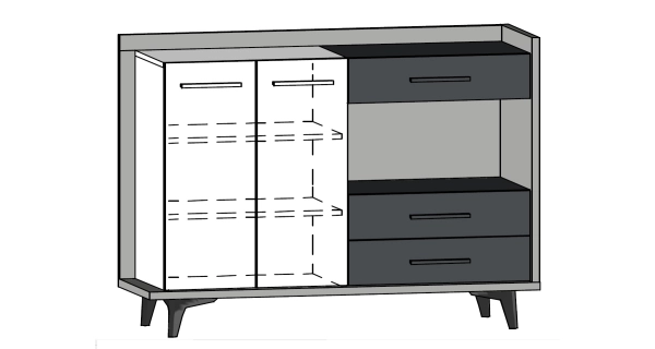 Obývací pokoj KNUT 3, dub artisan/bílá/černá, 5 let záruka