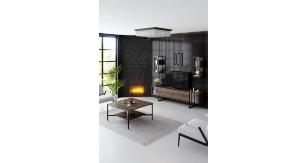 Obývací pokoj LINSOR, vlašský ořech/černá