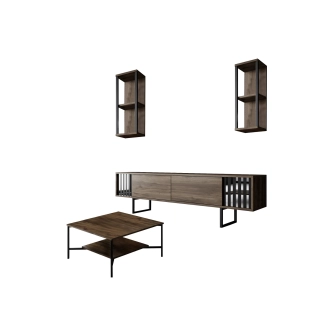 Obývací pokoj LINSOR, vlašský ořech/černá