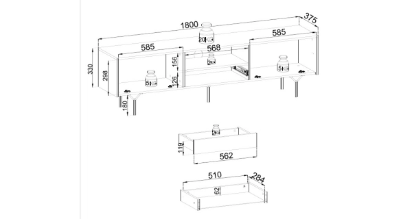 Obývací pokoj MOKIHANA, černý grafit