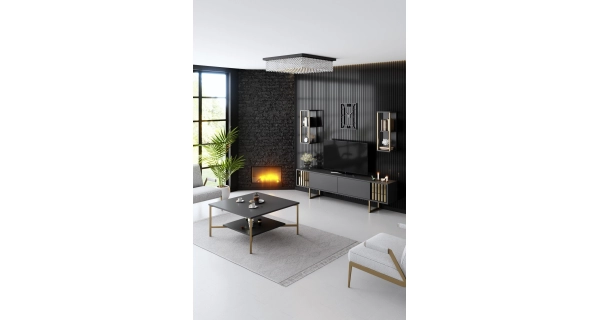 Obývací pokoj NALLEM, antracit/zlatá