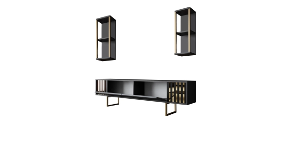 Obývací pokoj NALLEM, antracit/zlatá