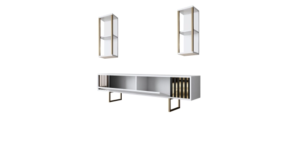 Obývací pokoj NALLEM, bílá/zlatá