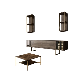 Obývací pokoj NALLEM, vlašský ořech/černá