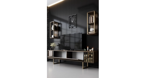 Obývací pokoj NALLEM, vlašský ořech/černá