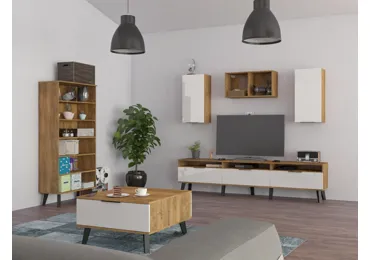 Obývací pokoj OSMAK 5, dub burgundský/bílý lesk