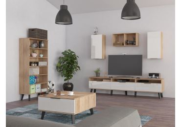 Obývací pokoj OSMAK 5, dub sonoma/bílý lesk