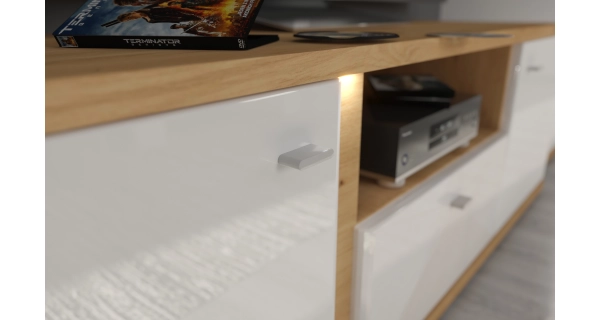 Obývací pokoj PERPIDA, alpská bílá/dub artisan/bílý lesk