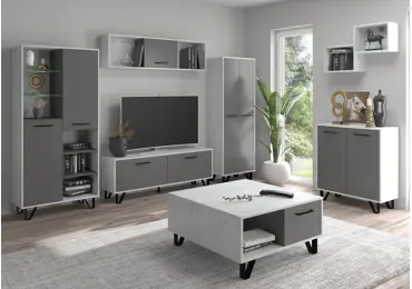 Obývací pokoj PRUDHOE 1, craft bílý/grafit