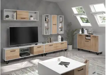 Obývací pokoj PRUDHOE 3, bílá/dub sonoma