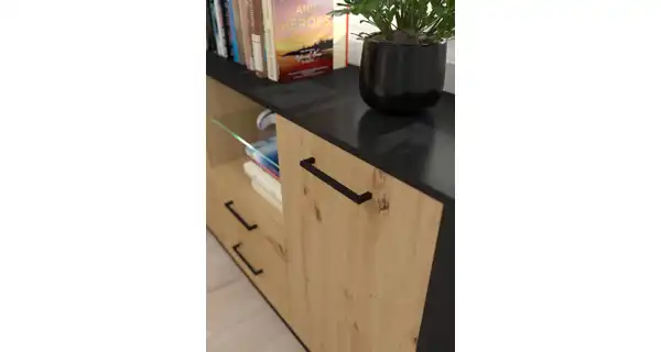 Obývací pokoj PRUDHOE 4, černá/dub artisan