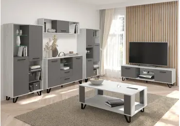 Obývací pokoj PRUDHOE 4, craft bílý/grafit