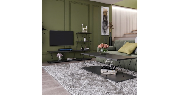 Obývací pokoj SOLRIS, antracit/černá