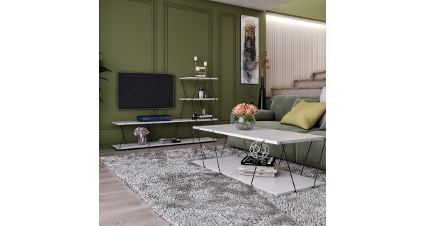 Obývací pokoj SOLRIS, bílá/černá