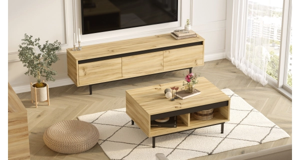 Obývací pokoj VALTON typ 1, dub/černá