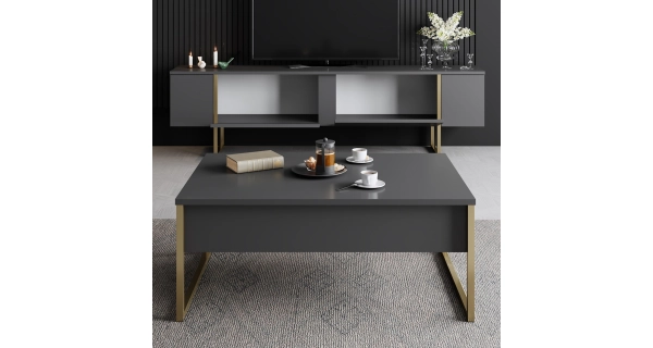 Obývací pokoj WELTRIS typ 1, antracit/zlatá