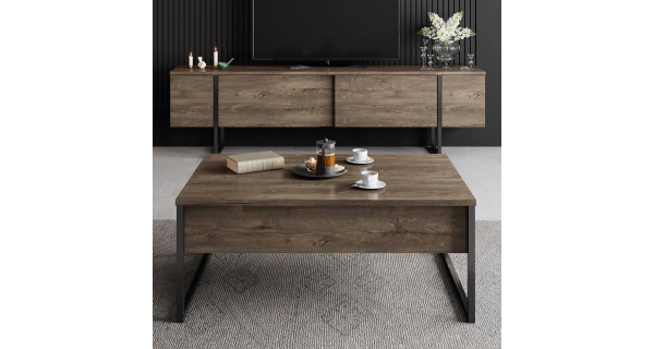 Obývací pokoj WELTRIS typ 1, vlašský ořech/černá