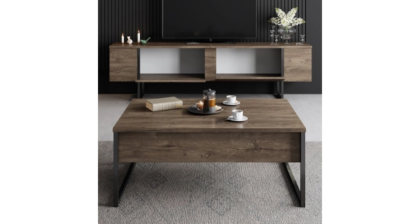 Obývací pokoj WELTRIS typ 1, vlašský ořech/černá