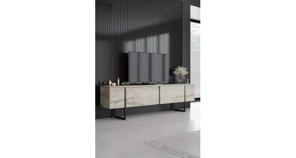 Obývací pokoj WELTRIS typ 2, travertin/černá