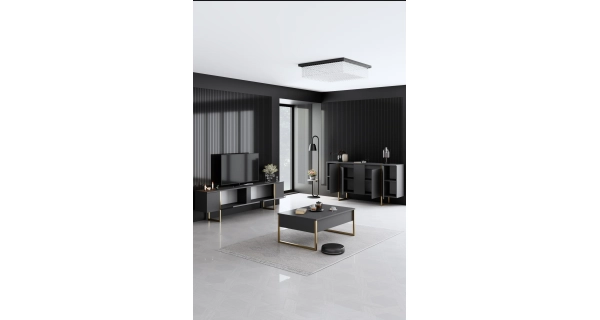 Obývací pokoj WELTRIS typ 3, antracit/zlatá