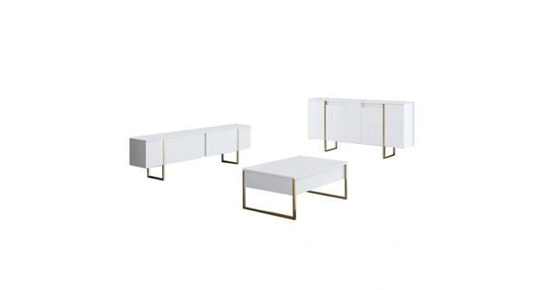 Obývací pokoj WELTRIS typ 3, bílá/zlatá