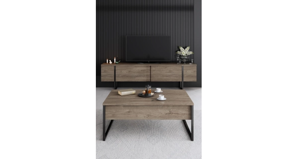 Obývací pokoj WELTRIS typ 3, vlašský ořech/černá