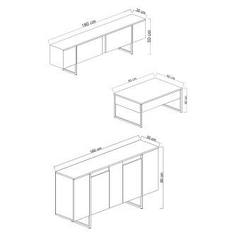 Obývací pokoj WELTRIS typ 3, vlašský ořech/zlatá