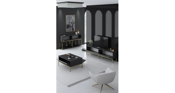 Obývací pokoj WINSON, antracit/zlatá