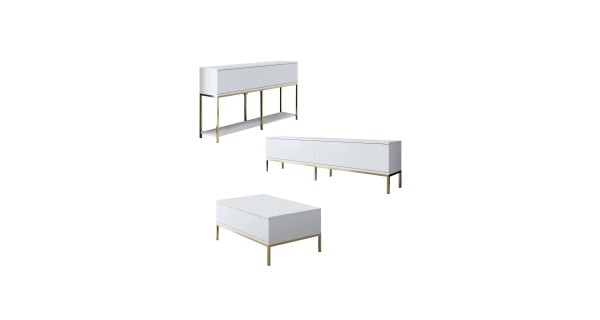 Obývací pokoj WINSON, bílá/zlatá