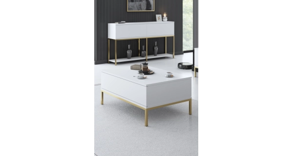 Obývací pokoj WINSON, bílá/zlatá