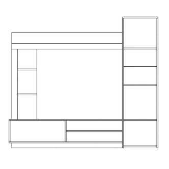 Obývací stěna AGAVOIDES, dub kraft zlatý/černá DOPRODEJ