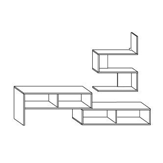 Obývací stěna ALBANY, bílá/černý lesk, 5 let záruka