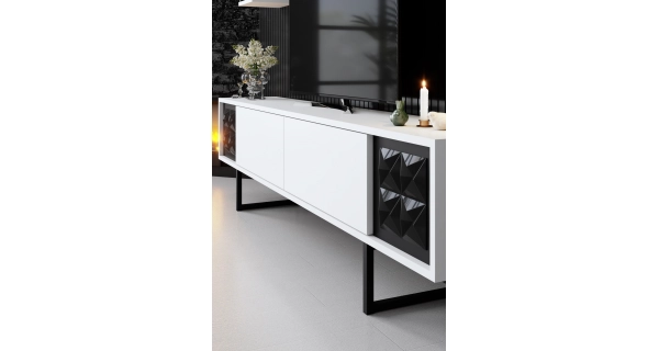 Obývací stěna ALIBABA, bílá/černá