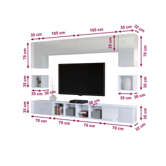 Obývací stěna ANTOFALLA 11, černá/černý lesk