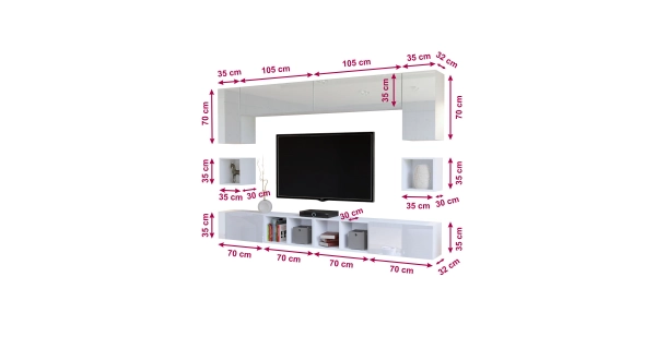 Obývací stěna ANTOFALLA 11, černá/černý lesk